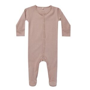 Quincy Mae Long-Sleeve Snap Footed One-Piece - Dusty Rose